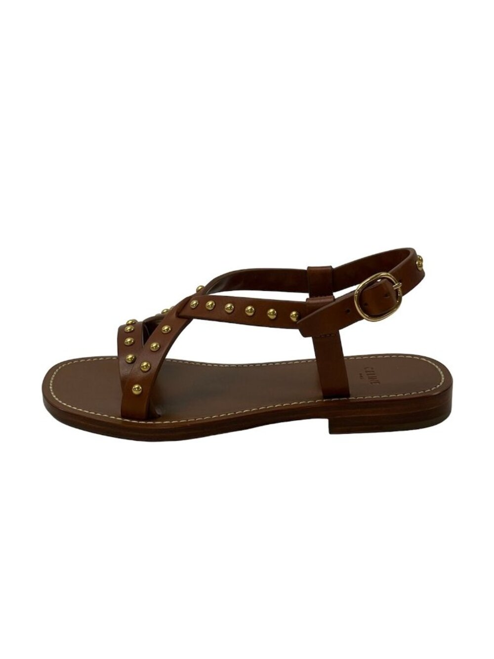 Celine Sandals Brown Studded Leather 35